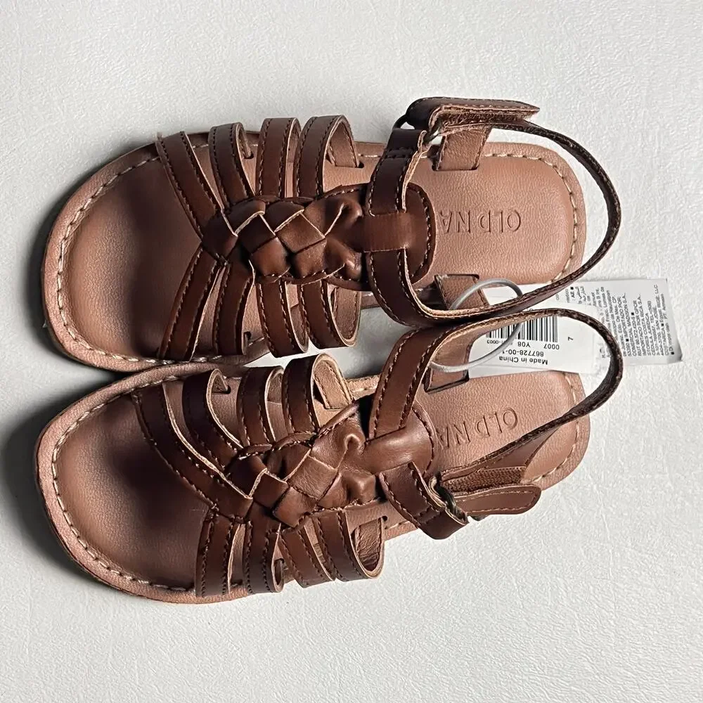 Old Navy Toddler Girl Braided Brown Strappy Sandals Sz 7